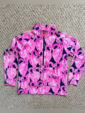 Lilly Pulitzer Girls Skipper Popover |Gimme Some Leg Flamingo | XL 12/14